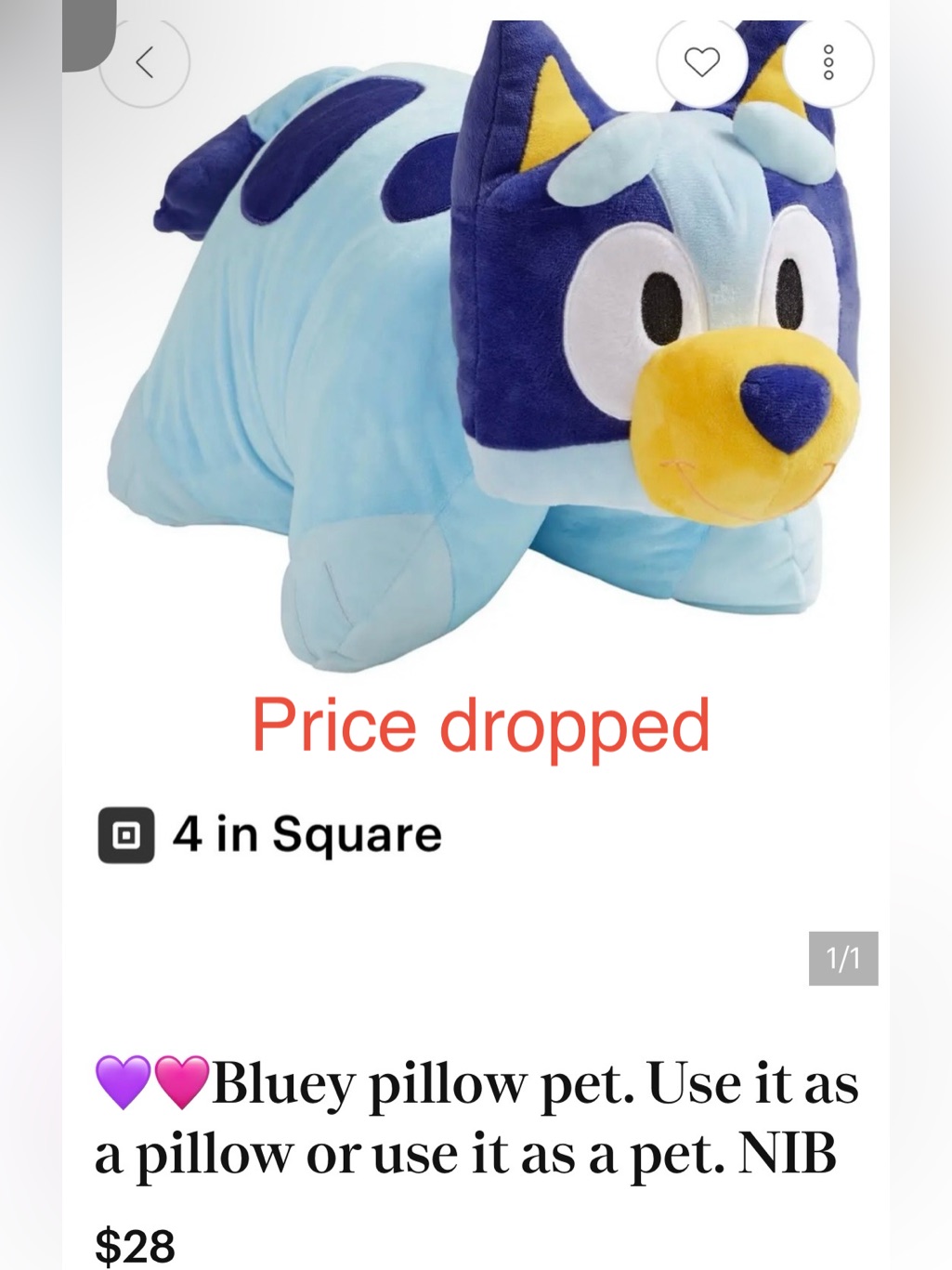 Bluey Pillow Pet Use It As A Pillow Or Use It As A Pet Nib